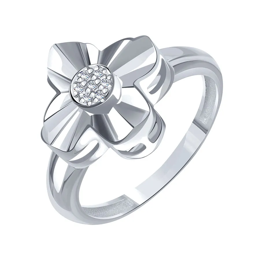 Inel din aur alb cu Cubic Zirconia Incolor