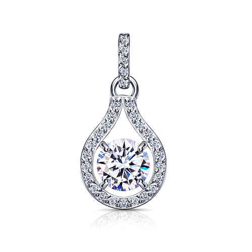 Pandantiv din aur alb cu pietre Cubic Zirconia Incolor