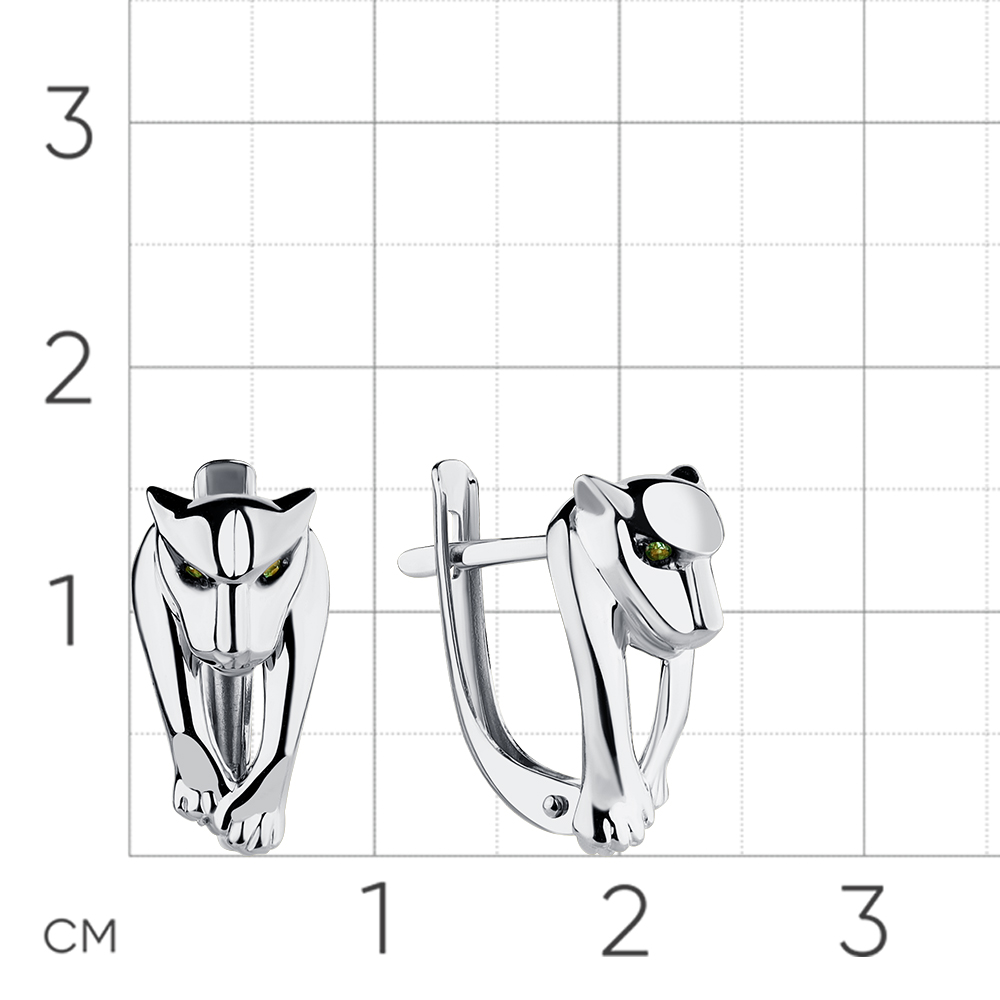 Cercei din aur alb cu pietre Cubic Zirconia Verde