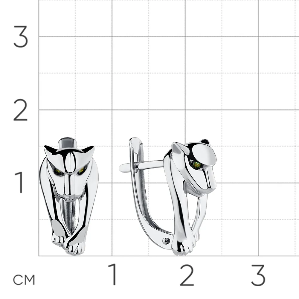 Cercei din aur alb cu Cubic Zirconia Verde