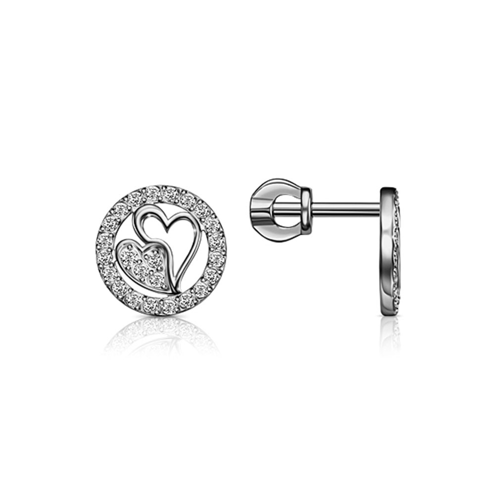 Cercei Pusete din argint  cu pietre Cubic Zirconia Incolor