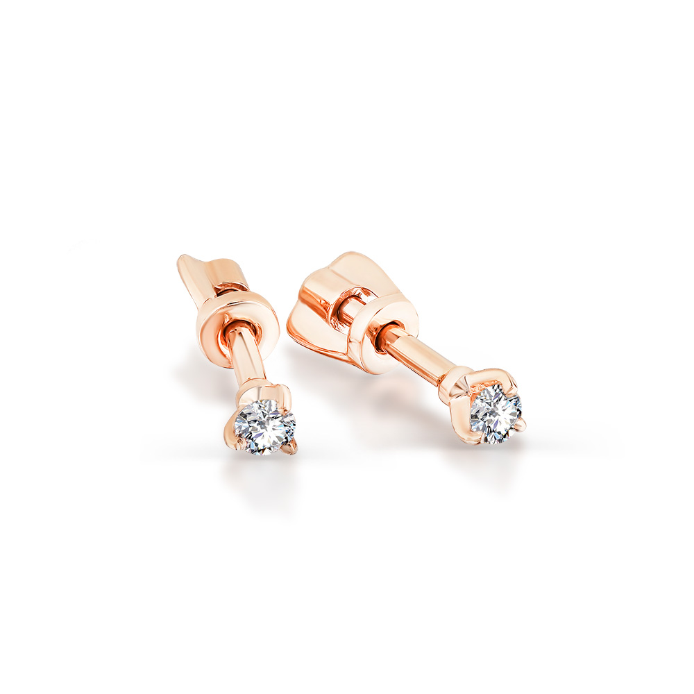 Cercei Pusete din aur roșu cu pietre Cubic Zirconia Incolor