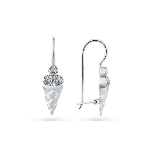 Cercei p-u copii din aur alb cu Cubic Zirconia Incolor