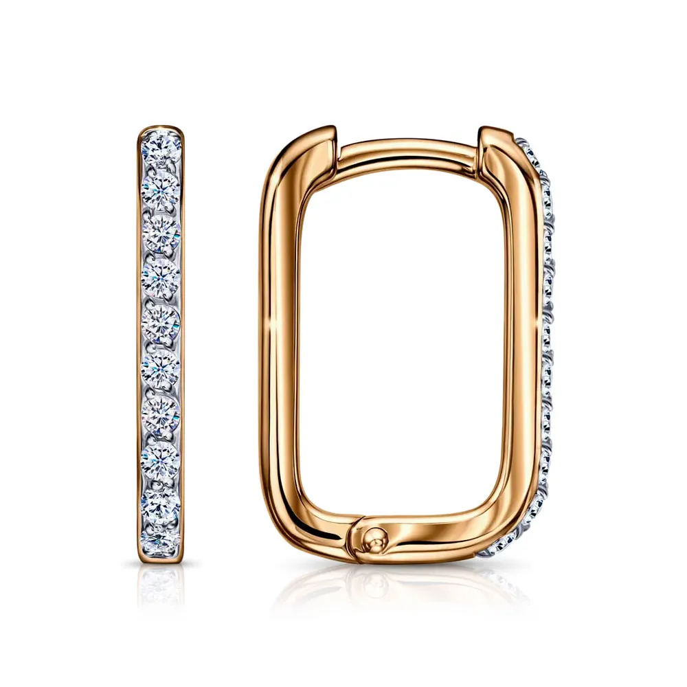 Cercei Creole din aur roșu cu Cubic Zirconia Incolor