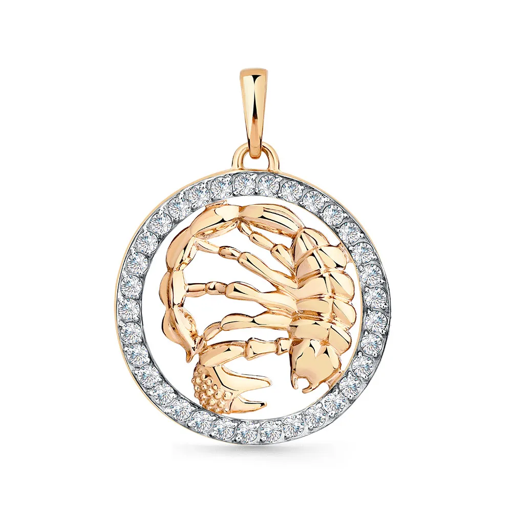 Pandantiv din aur roșu cu Cubic Zirconia Incolor