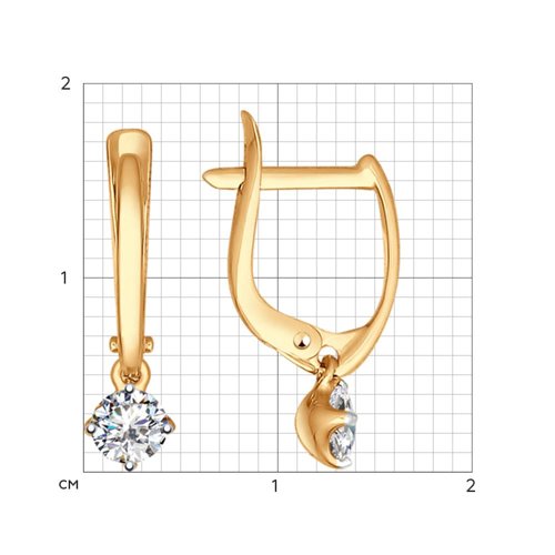 Cercei Suspendați din aur roșu cu pietre Cubic Zirconia Incolor