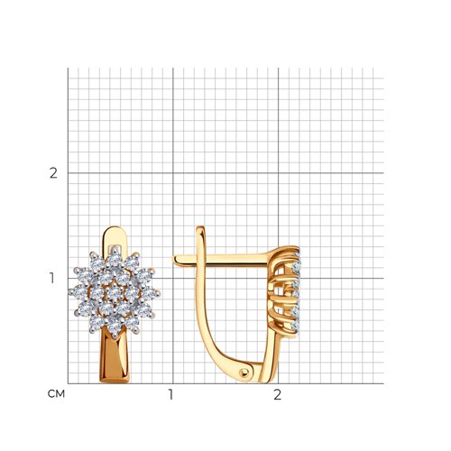 Cercei din aur roșu cu pietre Cubic zirconia