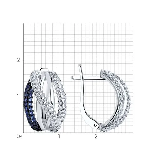 Cercei din argint cu Cubic Zirconia Incolor, Cubic Zirconia Albastru Safir