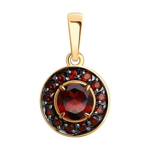 Pandantiv din aur roșu cu pietre Granat