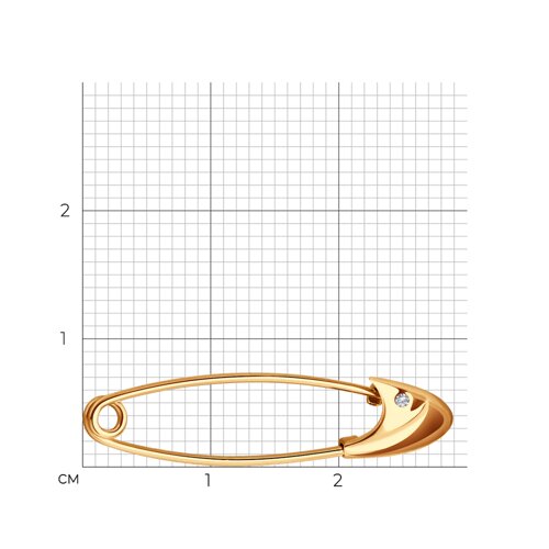 Брошь из красного золота с камнями Фианит