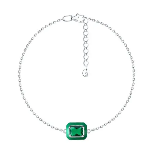 Brățară din argint cu Cubic Zirconia Verde, Emailare