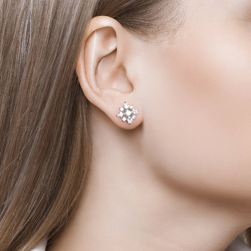 Cercei Pusete din argint  cu pietre Cubic Zirconia Incolor