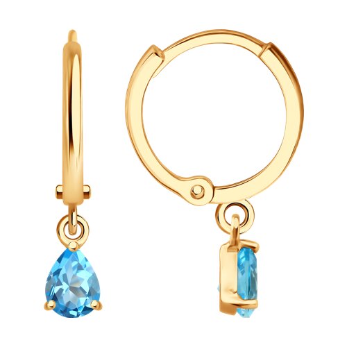 Серьги Конго из красного золота с камнями Топаз Swiss