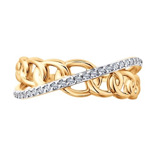 Inel din aur roșu cu pietre Cubic Zirconia Incolor