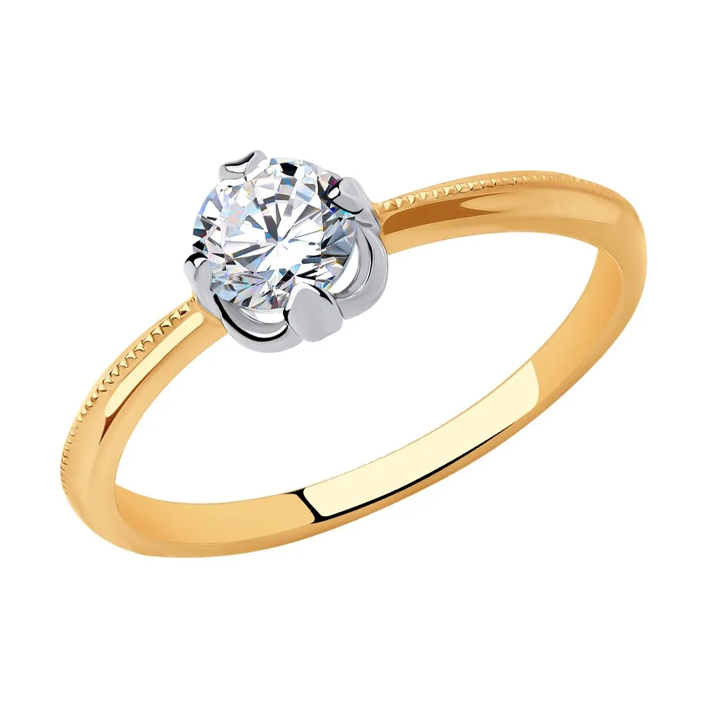 Inel din aur roșu cu Cubic Zirconia Incolor