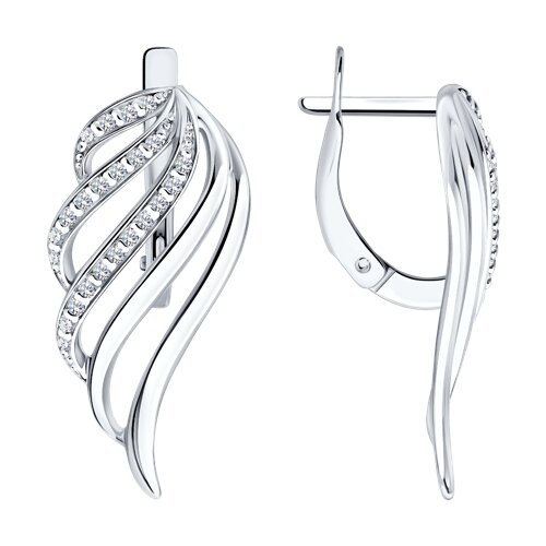 Серьги из серебра с камнями Фианит