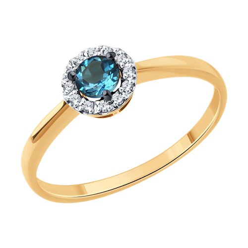 Inel din aur roșu cu pietre Cubic Zirconia Incolor, Topaz London