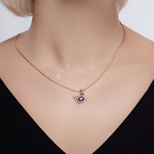 Pandantiv din argint placat cu aur  cu pietre Cubic Zirconia Incolor, Cuarț fumuriu