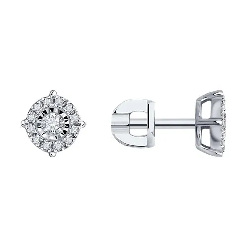 Cercei Pusete din aur alb cu Diamant
