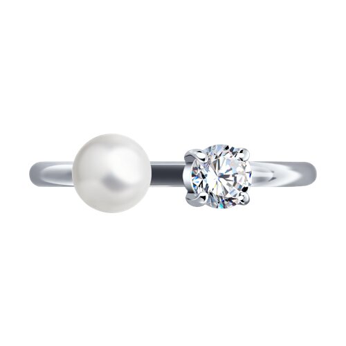 Inel din argint  cu pietre Cubic Zirconia Incolor, Perla Swarovski