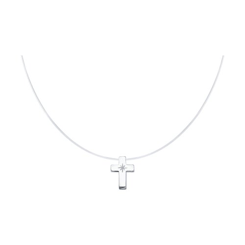 Colier din argint  cu pietre Diamant, Fir transparent