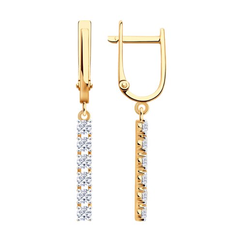 Серьги Длинные из красного золота с камнями Фианит