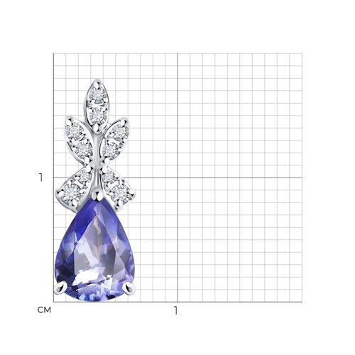 Подвеска из белого золота с камнями Бриллиант, Танзанит