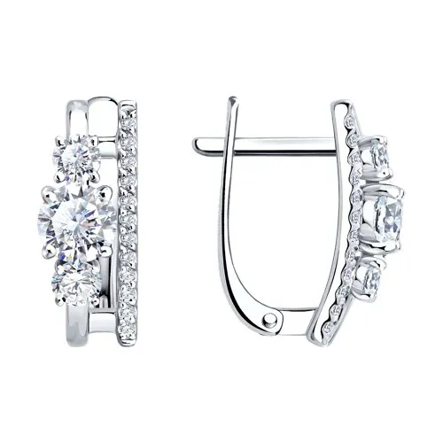 Cercei din aur alb cu Cubic Zirconia Incolor