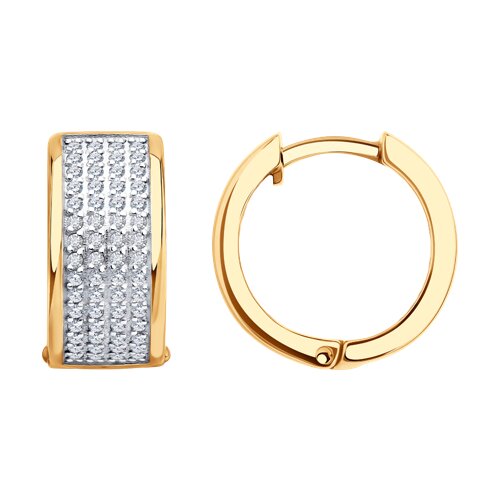 Cercei Creole din aur roșu cu pietre Cubic Zirconia Incolor