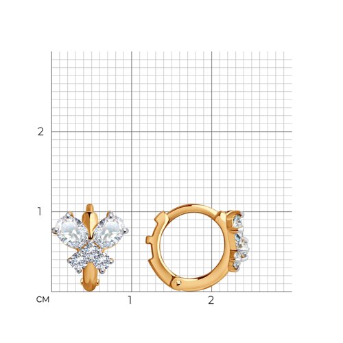 Cercei Creole din aur roșu cu pietre Cubic Zirconia Incolor