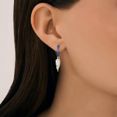Серьги Конго из серебра с камнями Фианит Синий Сапфир