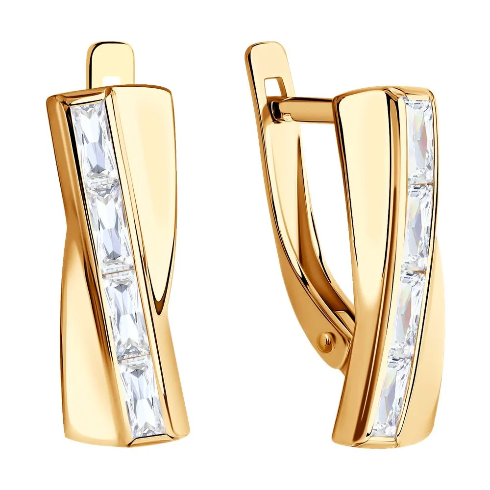 Cercei din aur roșu cu Cubic Zirconia Incolor