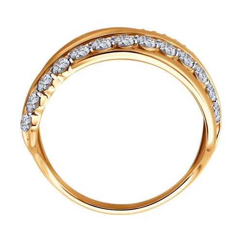 Inel din aur roșu cu pietre Cubic Zirconia Incolor