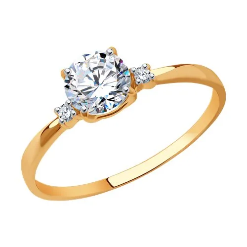 Inel din aur roșu cu Cubic Zirconia Incolor