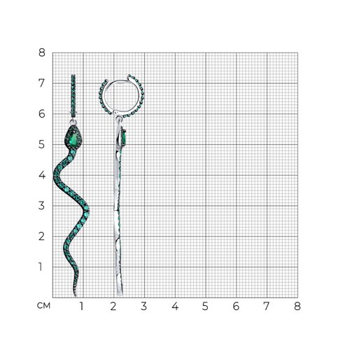 Cercei Creole din argint  cu pietre Cubic Zirconia Verde