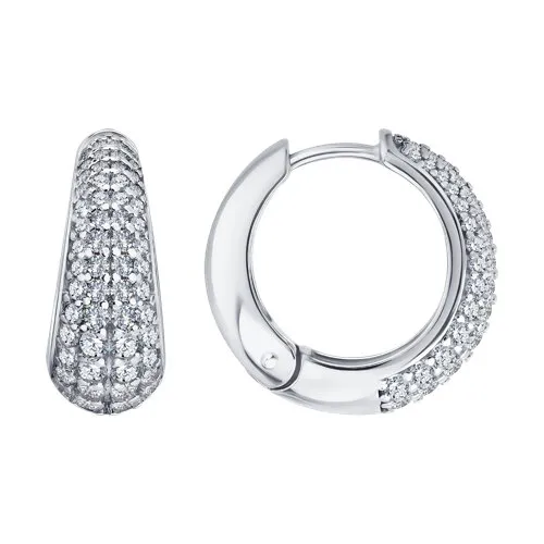 Cercei Creole din argint cu Cubic Zirconia Incolor