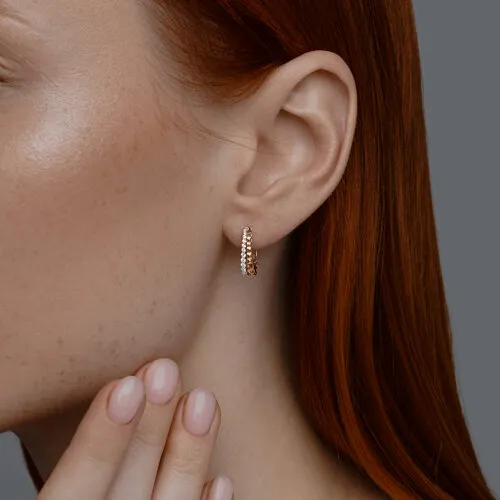 Cercei din aur roșu cu Cubic Zirconia Incolor