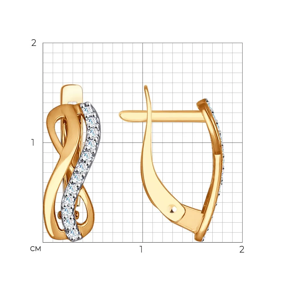 Cercei din aur roșu cu Cubic Zirconia Incolor