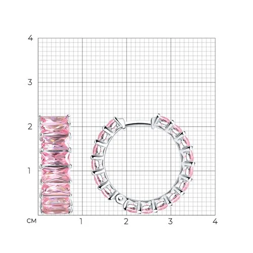 Cercei Creole din argint cu Cubic Zirconia Roz