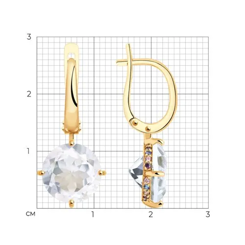 Cercei Suspendați din aur roșu cu Cubic Zirconia Albastru, Cubic Zirconia Roz și Cubic Zirconia Liliachiu