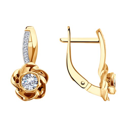 Cercei din aur roșu cu pietre Cubic Zirconia Incolor