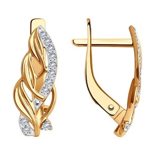 Cercei din aur roșu cu Cubic Zirconia Incolor