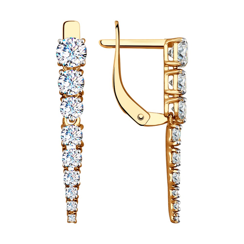 Cercei Suspendați din aur roșu cu pietre Cubic Zirconia Incolor