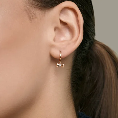 Cercei Creole din aur roșu cu Cubic Zirconia Incolor