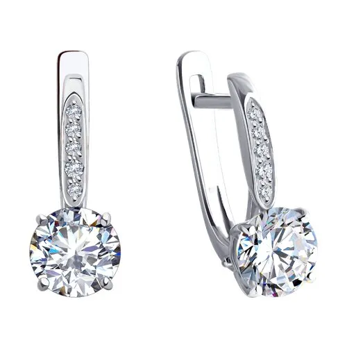 Cercei din aur alb cu Cubic Zirconia Incolor