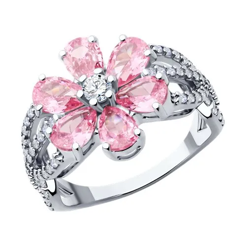 Inel din argint cu Cubic Zirconia Incolor, Cubic Zirconia Roz