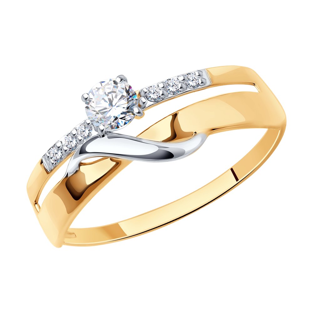Inel din aur roșu cu pietre Cubic Zirconia Incolor