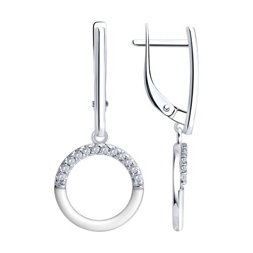 Cercei Suspendați din argint  cu pietre Cubic Zirconia Incolor, Emailare