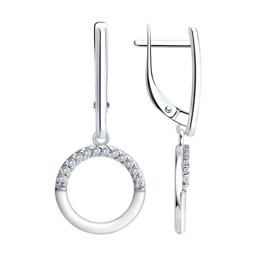 Cercei Suspendați din argint cu Cubic Zirconia Incolor, Emailare