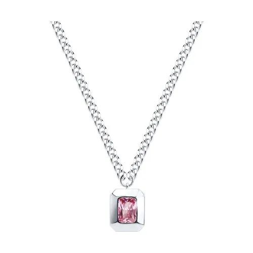 Colier din argint cu Cubic Zirconia Roz